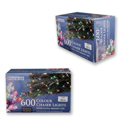 600 LED Multi-Coloured Chaser Lights Christmas Decorative Festive House Lights