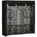 HOMCOM Fabric Wardrobe with 10 Shelves 1 Hanging Rail Foldable Closets Black