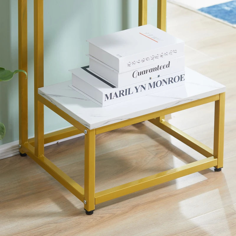 HOMCOM Modern Side Table Square - White / Gold
