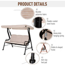 Outsunny Steel Frame 3-Seater Outdoor Garden Swing Chair w/ Canopy Beige