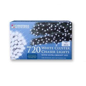 Christmas Workshop Cluster Lights in White x 720 with UItrabright LEDs for Indoor and Outdoor Use