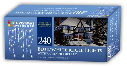 240 LED Icicle Chaser Lights Blue & White Christmas Xmas Decorative House Lights