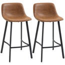 HOMCOM Industrial Bar Stools Set of 2, Bar Chairs with Steel Legs, Brown