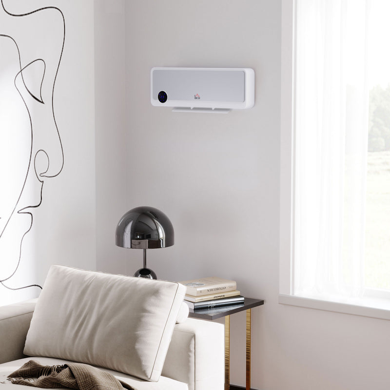 HOMCOM Wall Mounted Downflow Ceramic Heater - White with 12 Hour Timer