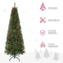 HOMCOM 2.1m Christmas Tree Slim 5' with Berries