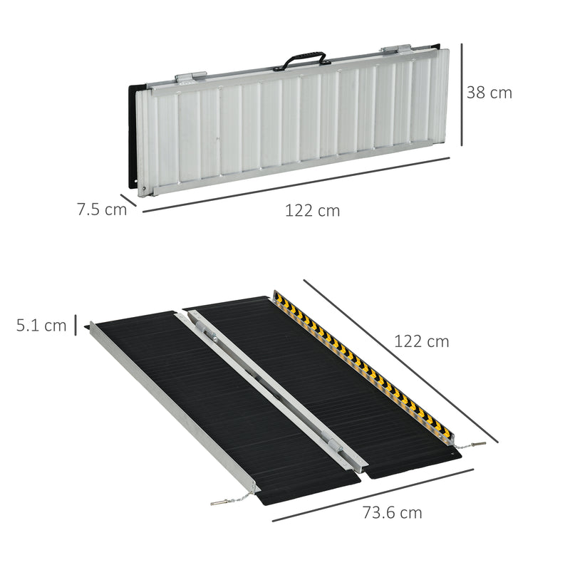 HOMCOM Folding Aluminium Wheelchair Ramp 122x73cm 272KG Capacity for Home