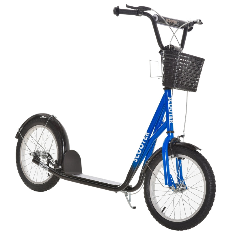 HOMCOM Childrens Scooter with Backet & Brakes - Blue