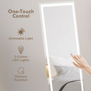 HOMCOM LED Lighted Full Length Mirror Dimmable Full Size Body Mirror for Bedroom