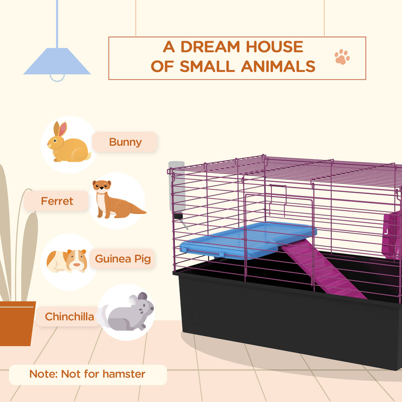 PawHut Small Animal Cage, Rabbit Guinea Pig Hutch, Pet Playhouse