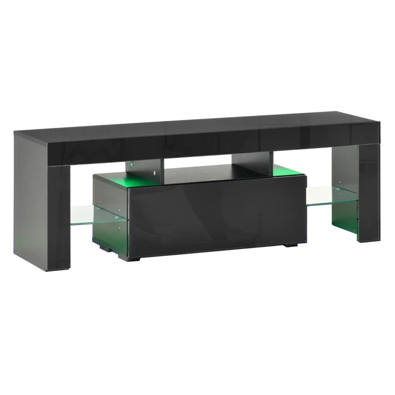 HOMCOM TV Stand High Gloss with LEDs 130cm - Black