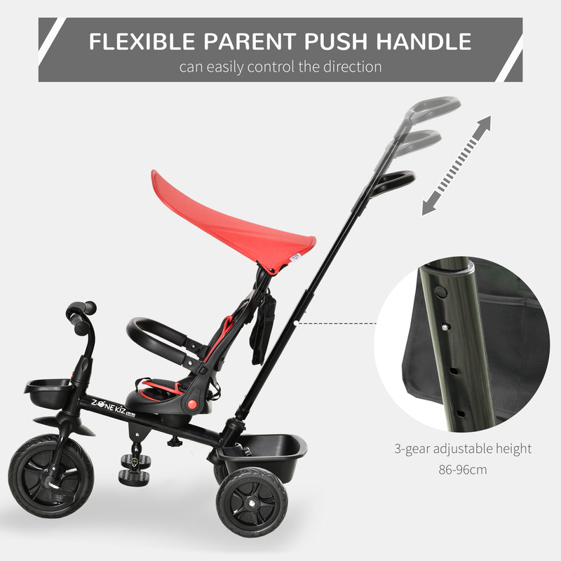 HOMCOM Baby Tricycle 4in1 Stroller with Handle - Red