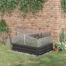 Outsuuny Galvanised Raised Garden Bed with Greenhouse and Cover, Dark Grey