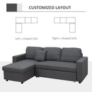 HOMCOM 3 Seater L Couches for Living Room with Storage Chaise Lounge Grey