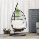 Outsunny Rattan Hanging Egg Chair Black