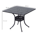 Outsunny Square Aluminium Outdoor Garden Dining Table with Umbrella Hole, Black