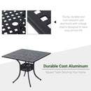 Outsunny Square Aluminium Outdoor Garden Dining Table with Umbrella Hole, Black