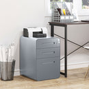 Vinsetto 3 Drawer Modern Steel Filing Cabinet w/ 4 Wheels Lock Pencil Box Grey