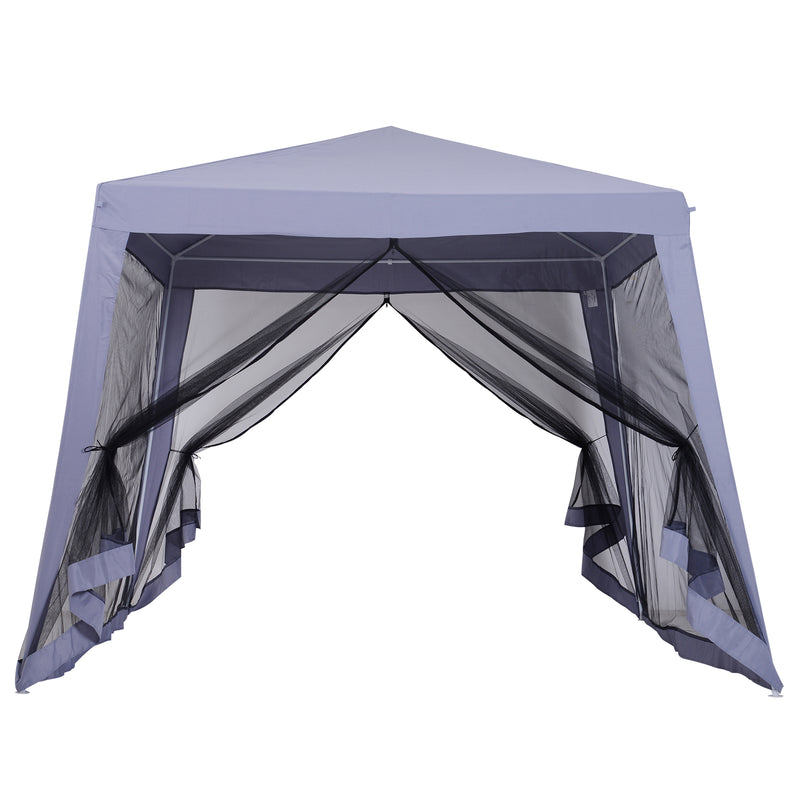 Outsunny 3 x 3 meter Outdoor Gazebo Garden Canopy Tent Sun Shade Event Shelter with Mesh Screen Side Walls, Grey