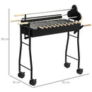 Outsunny Charcoal Barbecue Grill W/ 4 Wheels, size (85x36x90cm)-Black