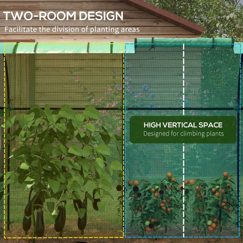 Outsunny Tomato Greenhouse with 2 Roll-up Doors and 4 Mesh Windows, Green