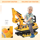 HOMCOM Kids Ride On Digger - Yellow