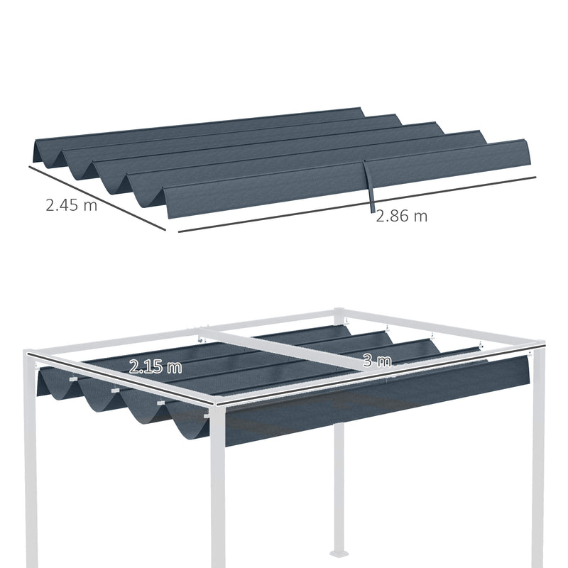 Outsunny Pergola Sun Shade Cover Roof Replacement for 3 x 2.15m Pergola, Grey