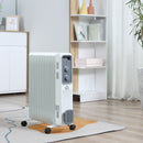 HOMCOM Oil Filled Radiator 11 Fin Portable Heater W/ Wheels And 3 Heat Settings, White