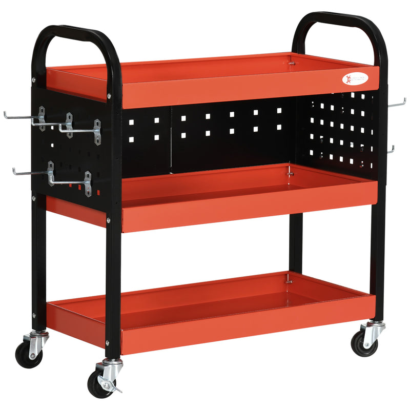 DURHAND 3 Tier Rolling Tool Cart for Garage Mechanics Warehouse 100 kg Capacity