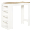 HOMCOM Kitchen Bar Table with Side Shelves - White & Oak