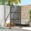 Outsunny 6.5FT Metal Outdoor Privacy Screen Panel w/ Stand, Twisted Lines