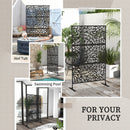 Outsunny 6.5FT Metal Outdoor Privacy Screen Panel w/ Stand, Twisted Lines