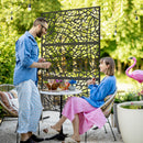 Outsunny 6.5FT Metal Outdoor Privacy Screen Panel w/ Stand, Twisted Lines