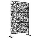 Outsunny 6.5FT Metal Outdoor Privacy Screen Panel w/ Stand, Twisted Lines