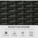 Outsunny Recliner Rattan Sun Lounger w/ Storage Tea Table & Footstools, Balck