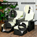 Outsunny Recliner Rattan Sun Lounger w/ Storage Tea Table & Footstools, Balck