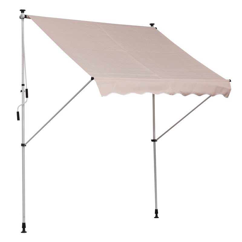 Outsunny 2x1.5m Manual Retractable Patio Awning Floor- to-ceiling Shade Beige