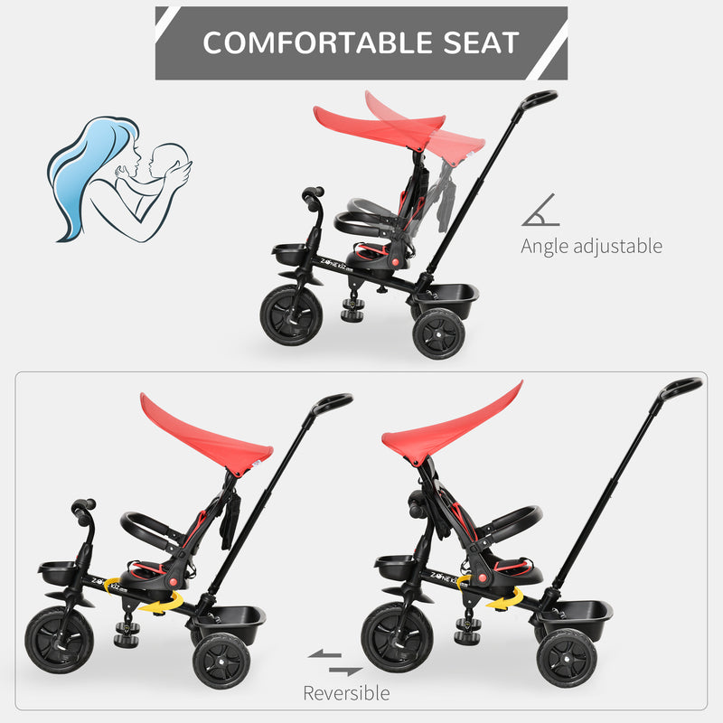 HOMCOM Baby Tricycle 4in1 Stroller with Handle - Red