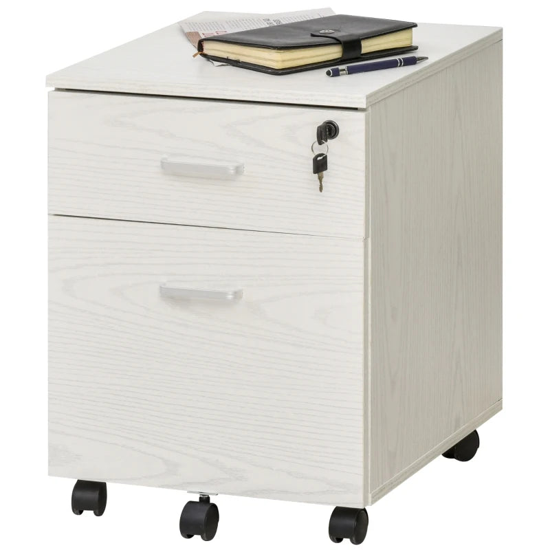 Vinsetto Filing Cabinet with 2 Drawers and Lock 40x44x55cm White