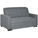 HOMCOM 2 Seater Pull Out Sofa Bed, Fabric Click Clack Sofa Bed With Wood Legs, Convertible Sleeper Couch For Living Room, Guest Room, Grey