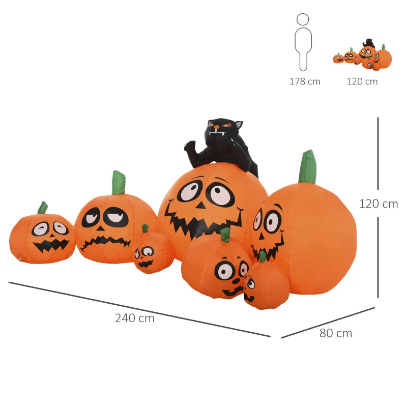 Halloween Inflatable Pumpkin and Cat Display with Lights 1.2m