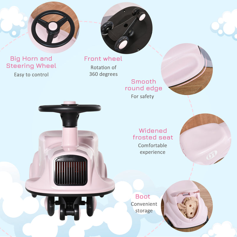 Kids Ride On Wiggle Car - Pink