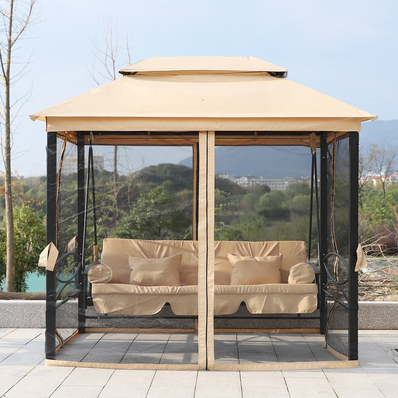 Outsunny 3 Seater Swing Chair 3 in 1 Convertible Garden Swing Seat Bed