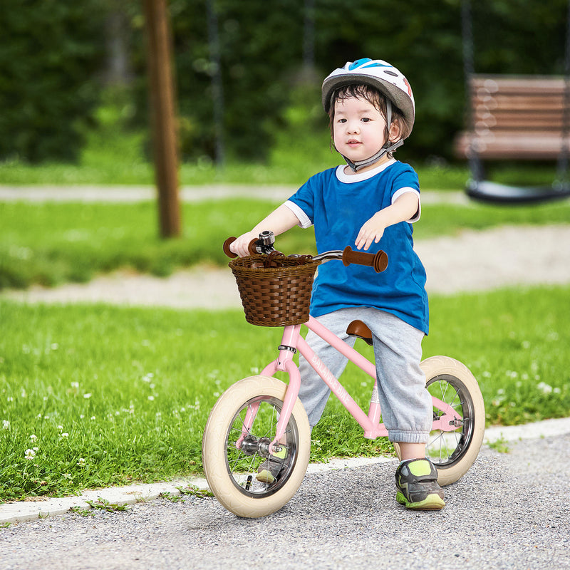 Kids Balance Bike with Basket - Pink