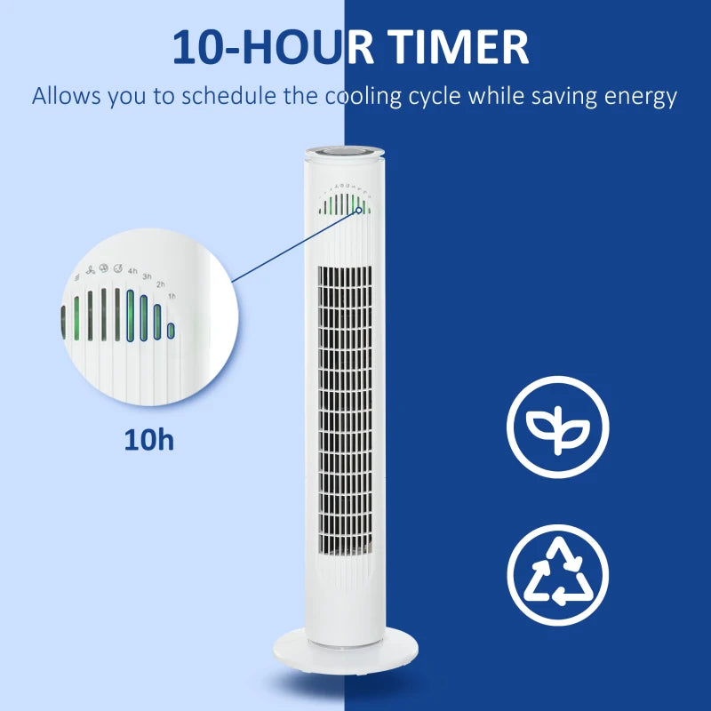 HOMCOM Tower Fan 30'' Freestanding  - White