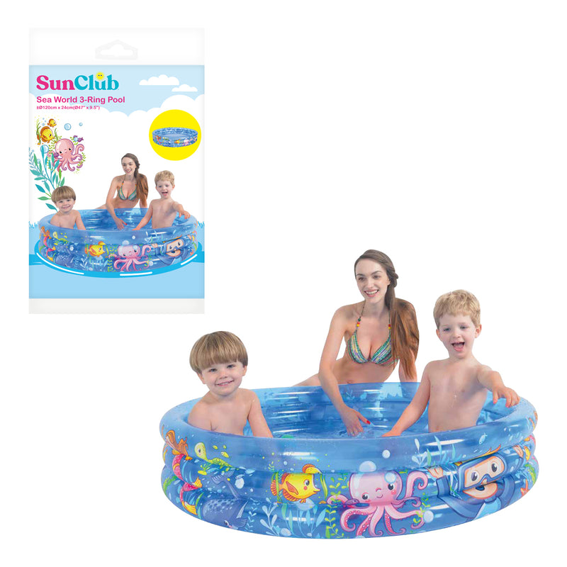 Inflatable 3-Ring Sea World Paddling Pool