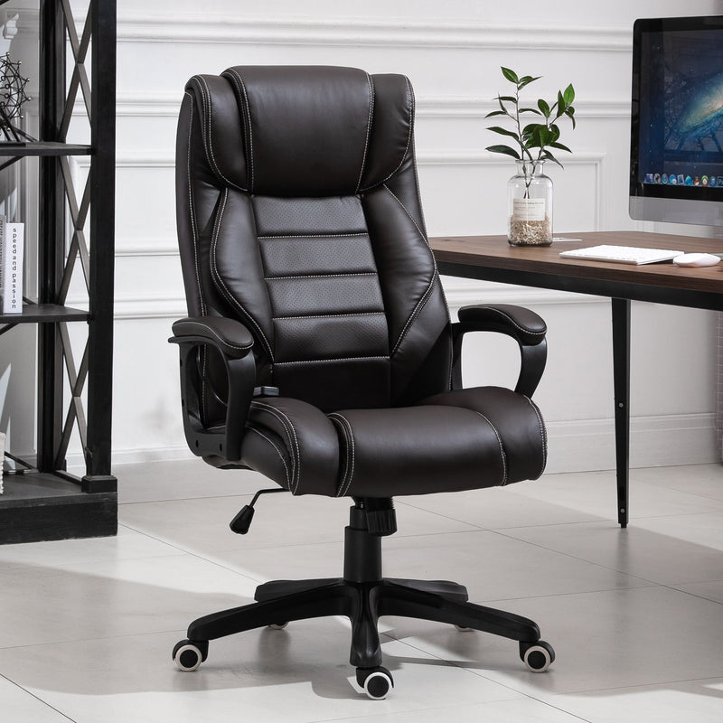 Vinsetto High Back Executive Office Chair 6- Point Vibration Massage Extra Padded Swivel Ergonomic Tilt Desk Seat Brown 6 Points Chair