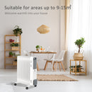 HOMCOM Oil Filled Radiator 11 Fin Portable Heater W/ Wheels And 3 Heat Settings, White