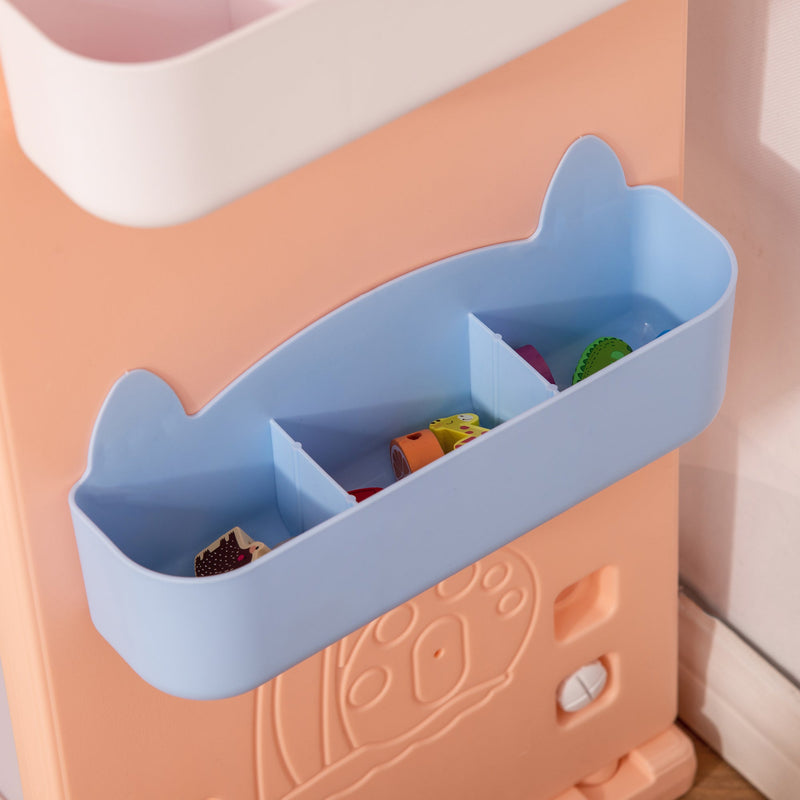 HOMCOM Kids Storage Unit Toy Box Organiser Book Shelf with shelves storage cabinets storage boxes and storage baskets Orange w/