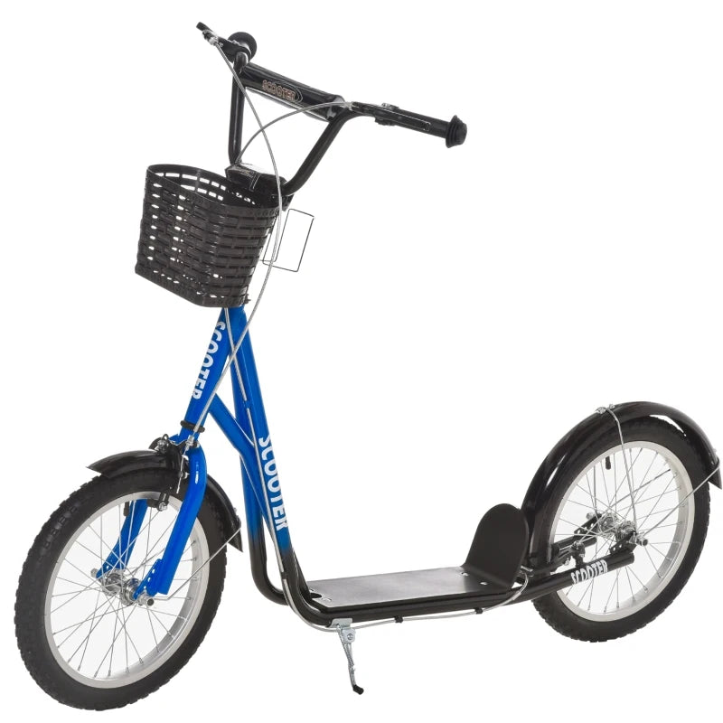 HOMCOM Childrens Scooter with Backet & Brakes - Blue