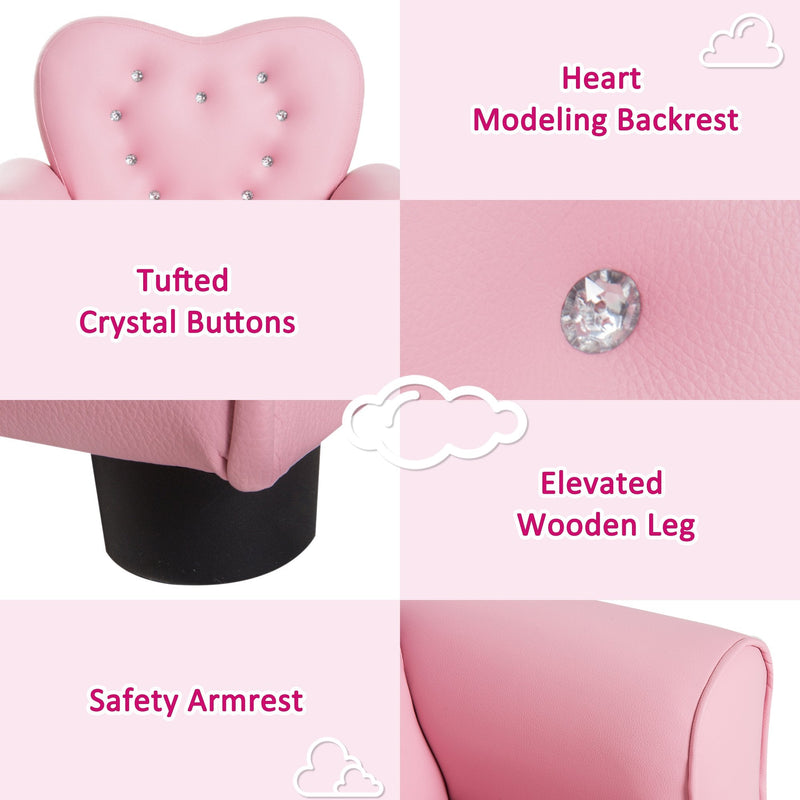 Heart Shaped Kids Sofa Chair - Pink